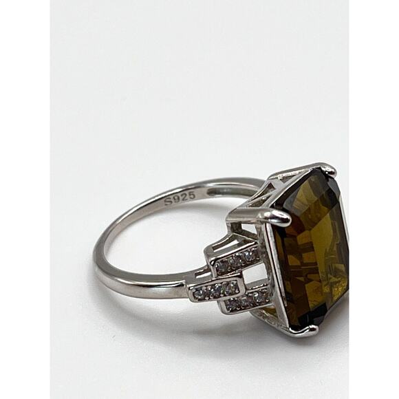 .925 Sterling Silver Quartz and Cubic Zirconia Ring Size 7 - Picture 9 of 9